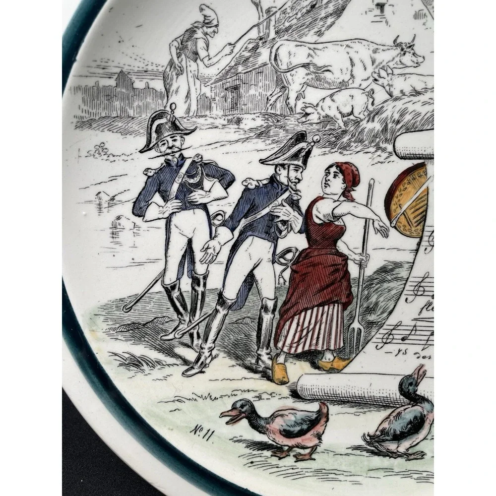 Antique 1880s French Terre de Fer Porcelain No 11 Signed & Marked Plate See Desc